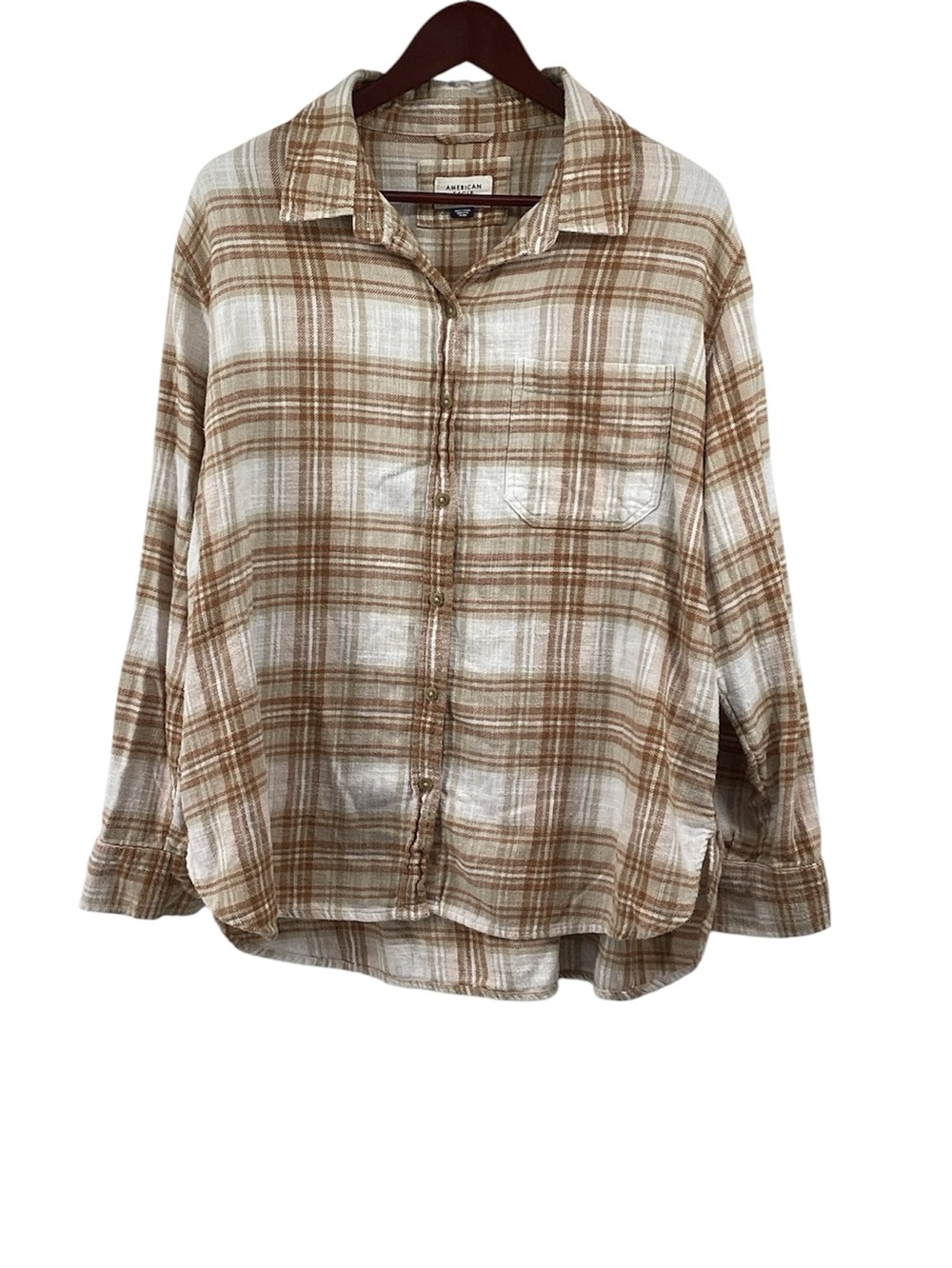 🐵 American Eagle Plaid Button-Up Shirt - Size XL